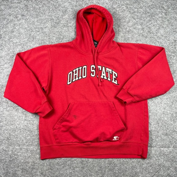 STARTER Other - Ohio State Buckeyes Hoodie Mens Medium Red Starter Tackle Twill Fleece Pullover